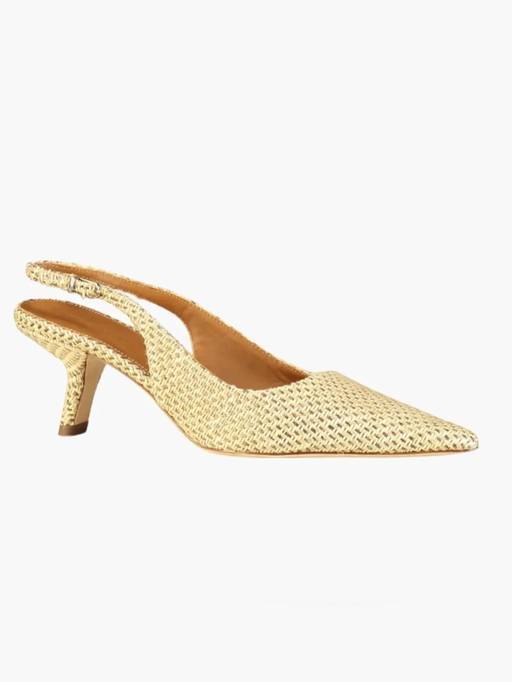 J. Mclaughlin Beige Cassidy Grasscloth Slingback Kitten Heels Size 8